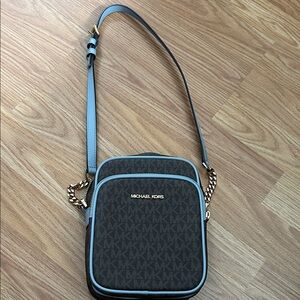 Michael Kors Dark Brown and Blue Crossbody Bag